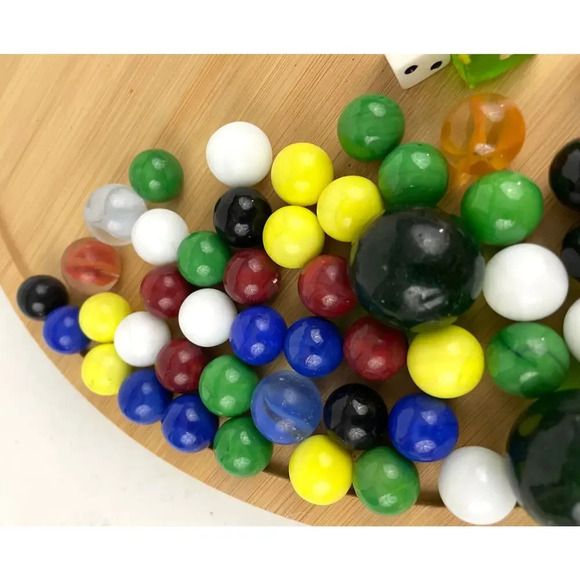 71 pc VTG Glass Marbles and Dice Solid Cat Eyes Swirl Mixed Agate - Picture 4 of 9